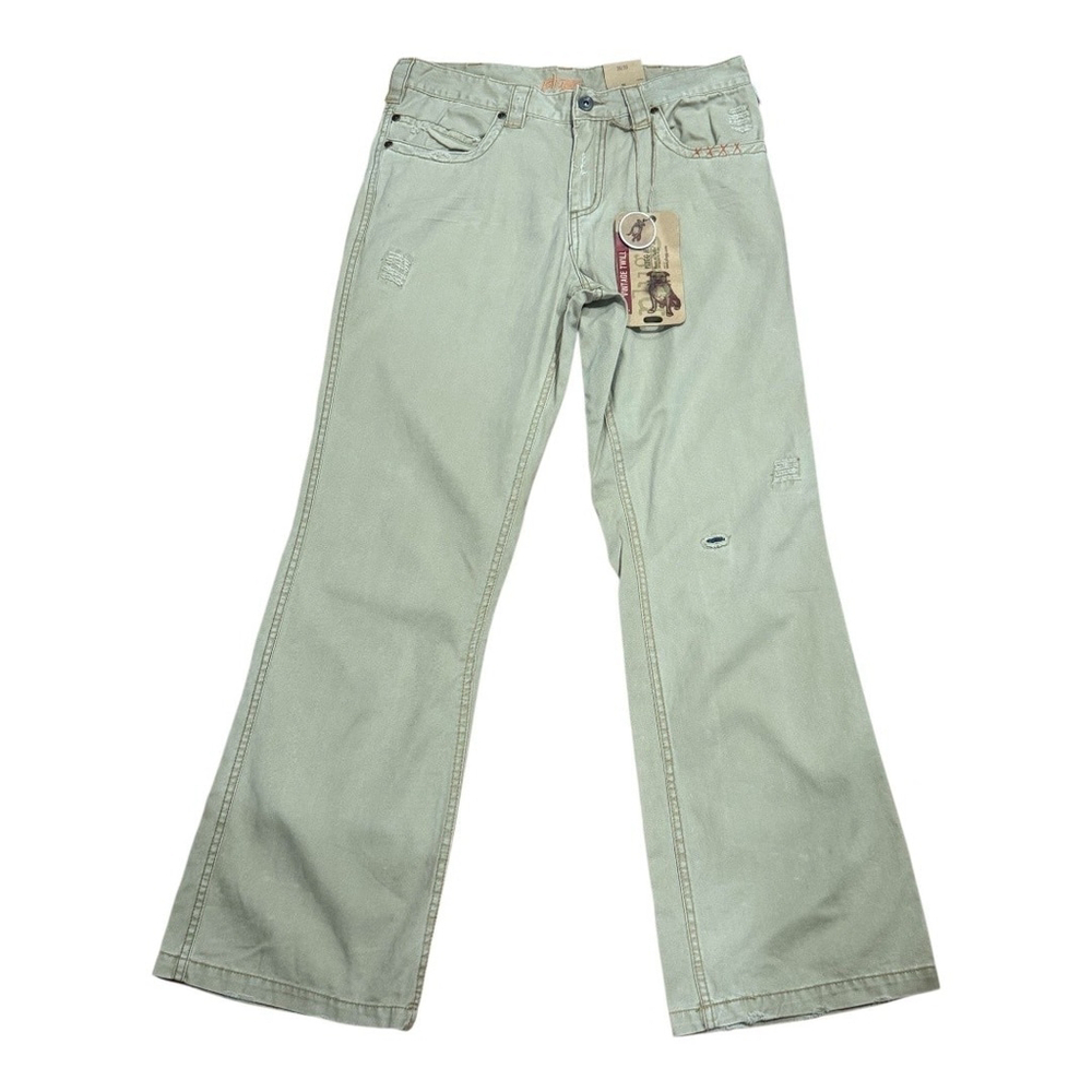 Plugg Vintage Twill Jeans Mens 30x30 Khaki Straight Leg Distressed Pockets